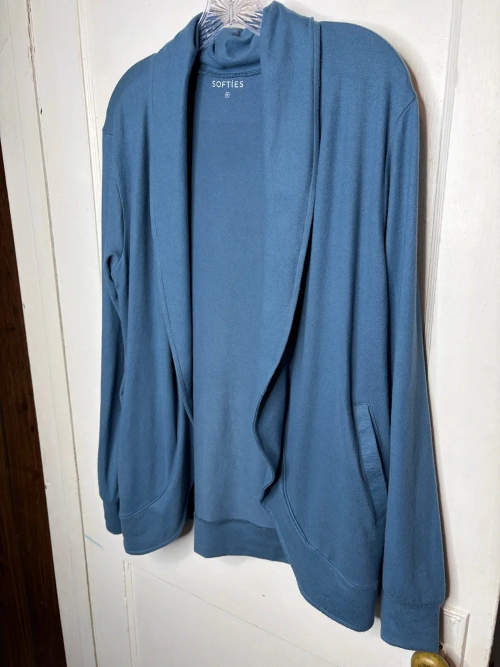 Softies Spring Lake Blue Cardigan Sz Medium Comfy Cozy Casual Thumb Holes
